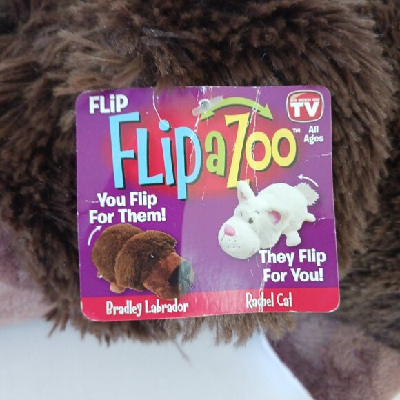 Flip A Zoo Bradley Labrador Brown Dog Rachel White Cat Plush 18" W/ Tag - Picture 5 of 14